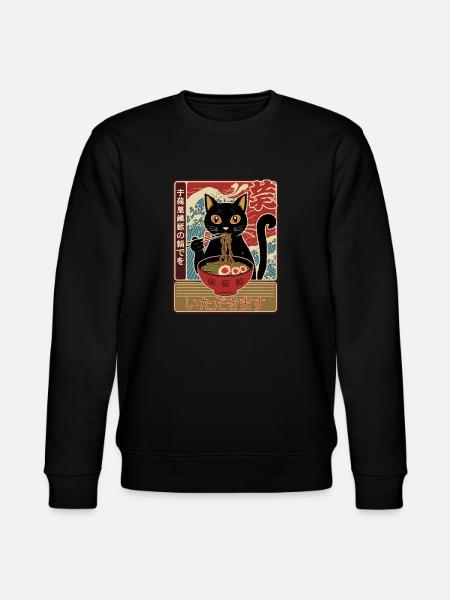 Cat Ramen Noodle Japanese Ramen Kawaii Cat - Stanley/Stella CHANGER Unisex Organic Sweatshirt - black