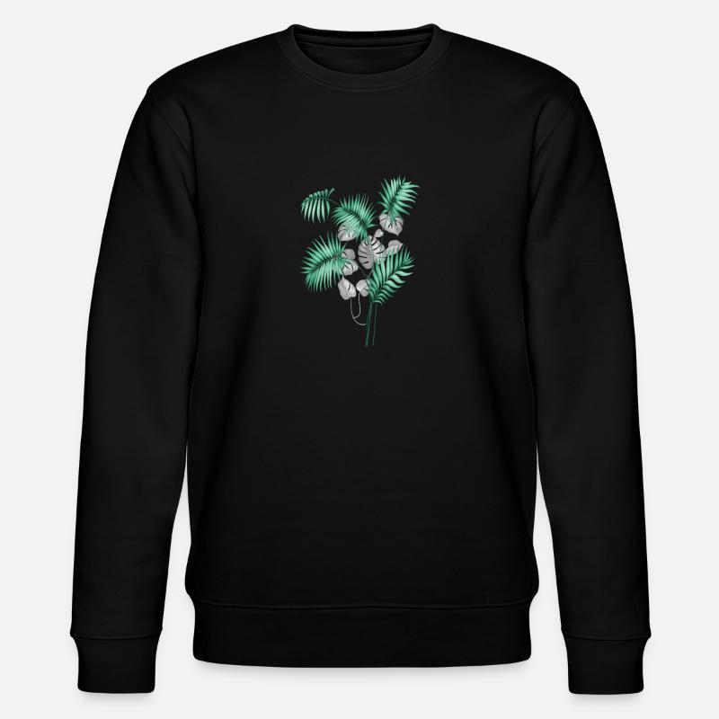 Tropical Leaves Design - Stanley/Stella Unisex Bio-Sweatshirt CHANGER  - Schwarz