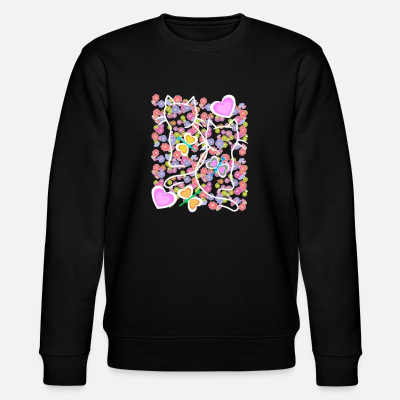 Printemps Été Chats Chat Papillons - Sweat bio CHANGER Stanley/Stella Unisexe - noir