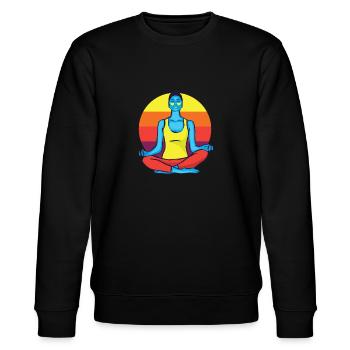 3047 ColorfulYogaTshirt PR t shirt - Stanley/Stella CHANGER Unisex Organic Sweatshirt - black - Front - Nik (191cm) & Marisol (170cm)