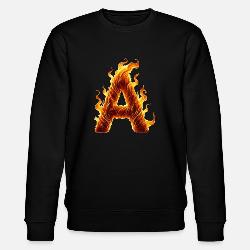 buchstabe a flammen - Stanley/Stella Unisex Bio-Sweatshirt CHANGER  - Schwarz