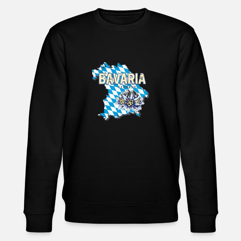 Bavaria Germany Map Edelweiss Souvenir - Stanley/Stella CHANGER Unisex Organic Sweatshirt - black