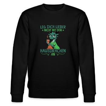 Freundin - Leg dich nicht mit dem Hausdrachen an - Stanley/Stella Unisex Bio-Sweatshirt CHANGER  - Schwarz - Vorne - Nik (191cm) & Marisol (170cm)