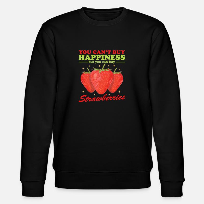 Erdbeere Erdbeeren Strawberry Geschenk - Stanley/Stella Unisex Bio-Sweatshirt CHANGER  - Schwarz
