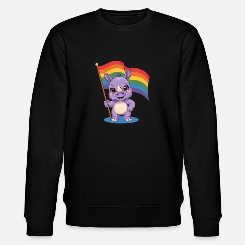 Rhinocéros mignon avec drapeau arc-en-ciel - Sweat bio CHANGER Stanley/Stella Unisexe - noir