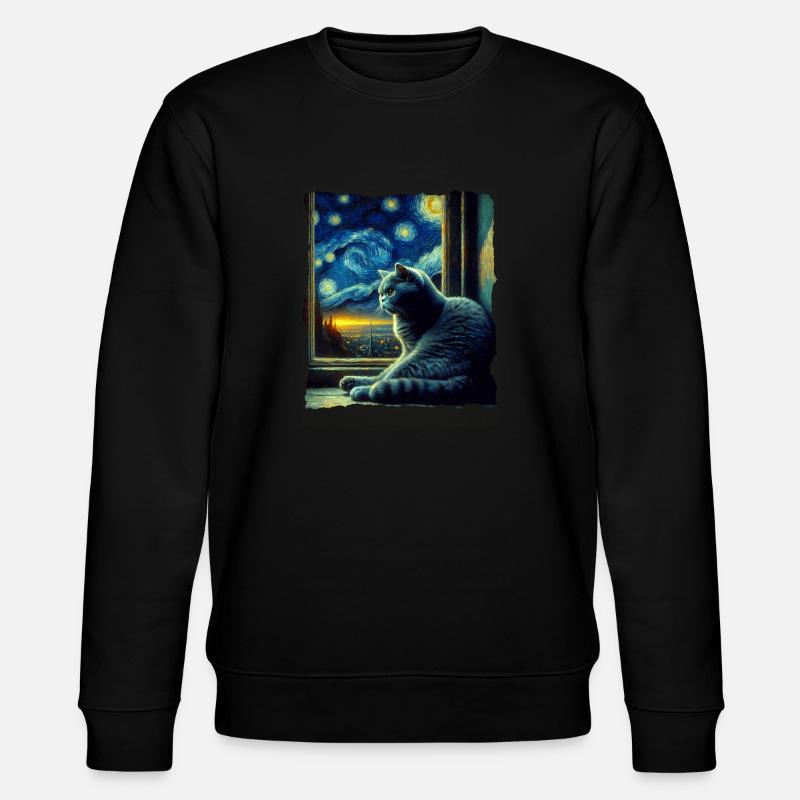 Britisch Kurzhaar Katze Starry Night - Stanley/Stella Unisex Bio-Sweatshirt CHANGER  - Schwarz