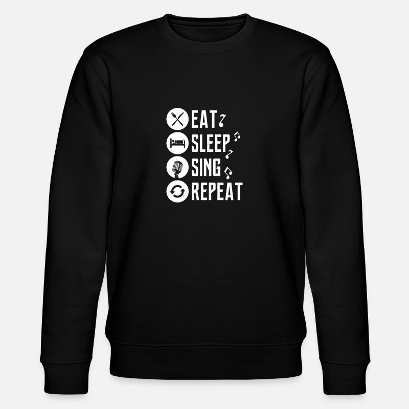 äta, sova, sjunga, upprepa, sjunga, sjunga - Ekologisk sweatshirt CHANGER unisex från Stanley/Stella - svart