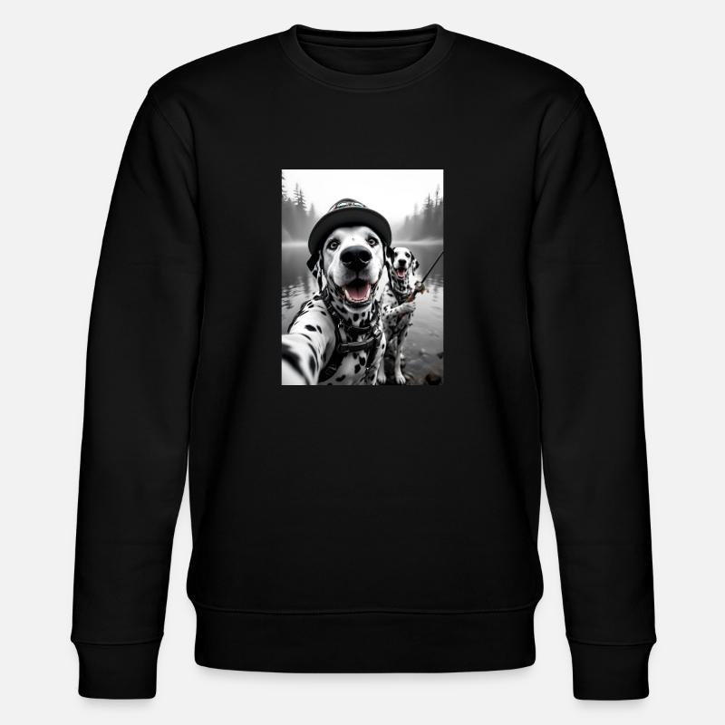 Fischerei Dalmatiner Hund Selfie - Stanley/Stella Unisex Bio-Sweatshirt CHANGER  - Schwarz