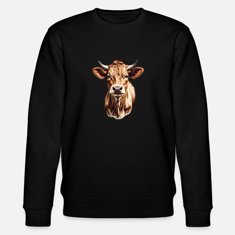 Braune Kuh - Stanley/Stella Unisex Bio-Sweatshirt CHANGER  - Schwarz