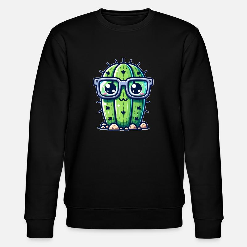 Kaktus mit Brille - Stanley/Stella Unisex Bio-Sweatshirt CHANGER  - Schwarz