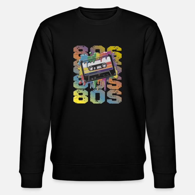 80s Retro Cassette Rainbow Nostalgia - Stanley/Stella CHANGER Unisex Organic Sweatshirt - black