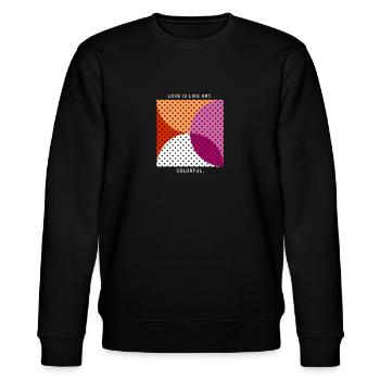 Liebe ist wie Kunst - bunt - LGBTQ Lesbian Pride - Stanley/Stella Unisex Bio-Sweatshirt CHANGER  - Schwarz - Vorne - Nik (191cm) & Marisol (170cm)