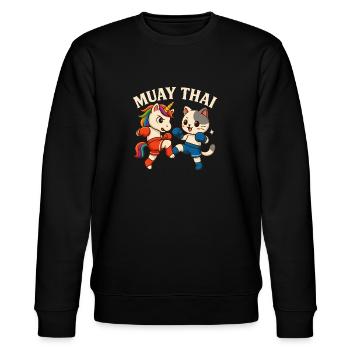 Muay Thai Boxen - Stanley/Stella Unisex Bio-Sweatshirt CHANGER  - Schwarz - Vorne - Nik (191cm) & Marisol (170cm)