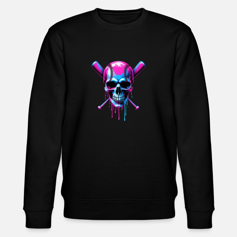 Baseball Skull Baseball Bat - Stanley/Stella CHANGER Unisex Organic Sweatshirt - black