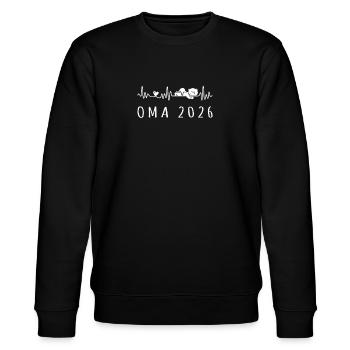 Oma 2026 Herzschlag Schwangerschaft Verkünden - Stanley/Stella Unisex Bio-Sweatshirt CHANGER  - Schwarz - Vorne - Nik (191cm) & Marisol (170cm)