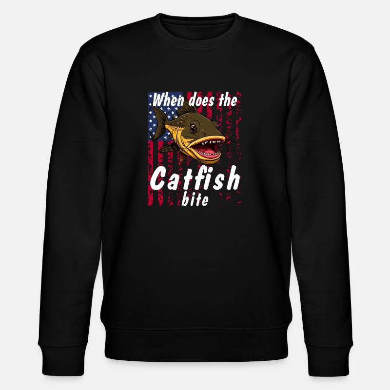 When does the catfish bite - Stanley/Stella Unisex Bio-Sweatshirt CHANGER  - Schwarz