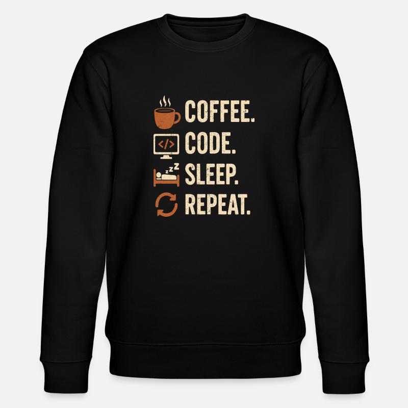 Geek-Coder-Routine – Kaffee, Code, Schlaf, mehr - Stanley/Stella Unisex Bio-Sweatshirt CHANGER  - Schwarz