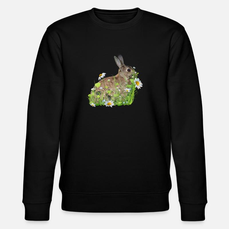 Fleurs blanches de lapin - Sweat bio CHANGER Stanley/Stella Unisexe - noir