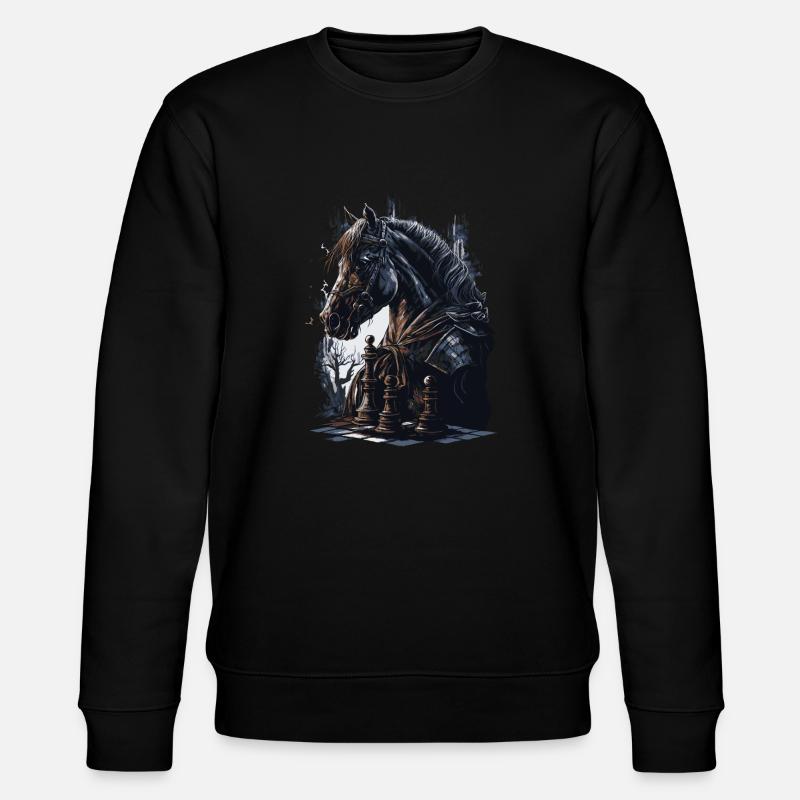 Springer Schach Pferd - Stanley/Stella Unisex Bio-Sweatshirt CHANGER  - Schwarz