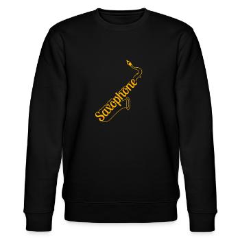 Saxophon - Stanley/Stella Unisex Bio-Sweatshirt CHANGER  - Schwarz - Vorne - Nik (191cm) & Marisol (170cm)
