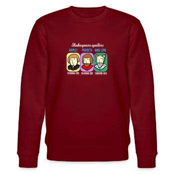 Shakespeare Zitat Spoiler Hamlet Lehrer Geschenk - Stanley/Stella Unisex Bio-Sweatshirt CHANGER  - Burgunderrot - Vorne - Nik (191cm) & Marisol (170cm)