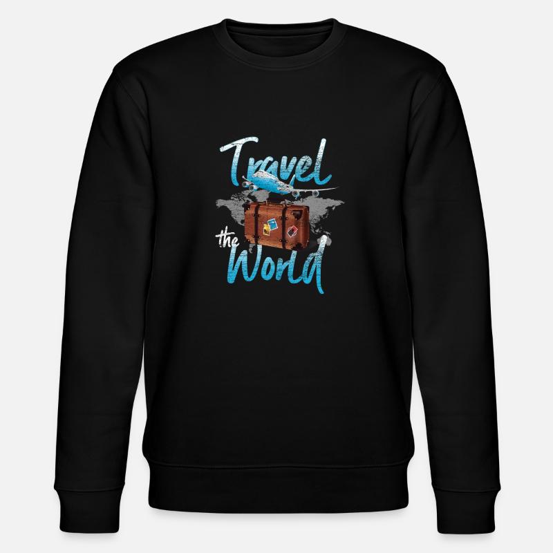 Travel world map - Stanley/Stella CHANGER Unisex Organic Sweatshirt - black