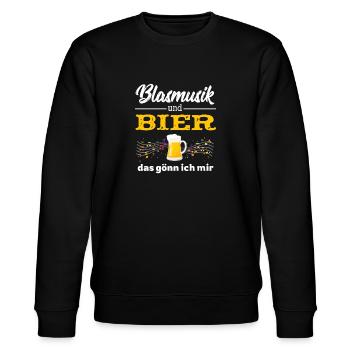 Blasmusik und Bier - Oldies, Schlager - Stanley/Stella Unisex Bio-Sweatshirt CHANGER  - Schwarz - Vorne - Nik (191cm) & Marisol (170cm)