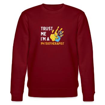 Physiotherapy Trust - Stanley/Stella CHANGER Unisex Organic Sweatshirt - burgundy - Front - Nik (191cm) & Marisol (170cm)