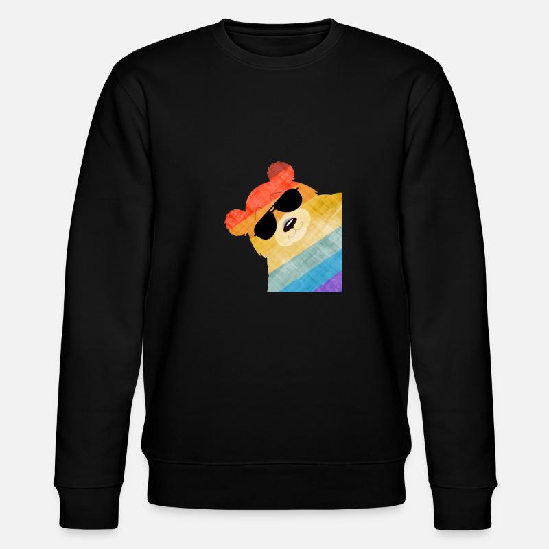 Panda Baer Retro - Stanley/Stella Unisex Bio-Sweatshirt CHANGER  - Schwarz