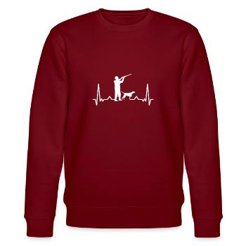 Jagdhund Herzschlag - Stanley/Stella Unisex Bio-Sweatshirt CHANGER  - Burgunderrot - Vorne - Nik (191cm) & Marisol (170cm)