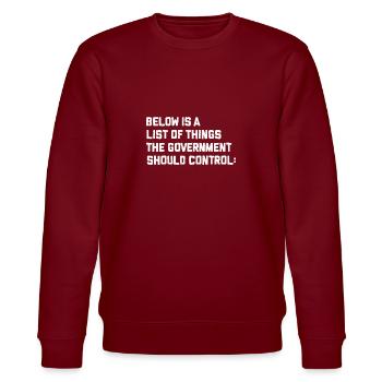 Capitalism Government - Stanley/Stella CHANGER Unisex Organic Sweatshirt - burgundy - Front - Nik (191cm) & Marisol (170cm)