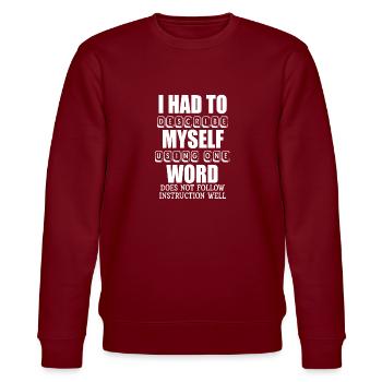 Banana ADHD Distracted focus nerd funny gift - Stanley/Stella CHANGER Unisex Organic Sweatshirt - burgundy - Front - Nik (191cm) & Marisol (170cm)