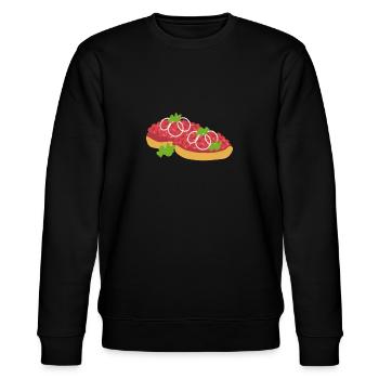 METT BRÖTCHEN LUSTIGE GESCHENKIDEE - Stanley/Stella Unisex Bio-Sweatshirt CHANGER  - Schwarz - Vorne - Nik (191cm) & Marisol (170cm)