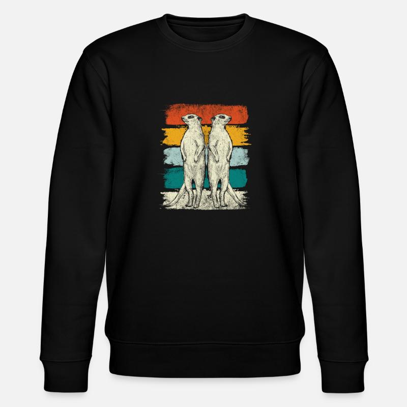Retro Erdmännchen Tiere - Stanley/Stella Unisex Bio-Sweatshirt CHANGER  - Schwarz