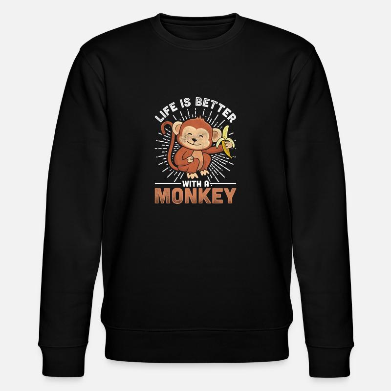 Affe - Stanley/Stella Unisex Bio-Sweatshirt CHANGER  - Schwarz