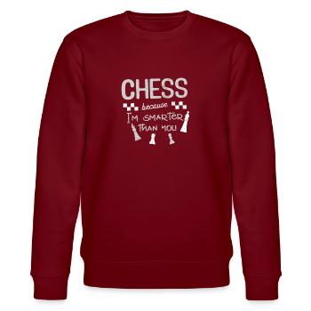 Schach Chess - Stanley/Stella Unisex Bio-Sweatshirt CHANGER  - Burgunderrot - Vorne - Nik (191cm) & Marisol (170cm)