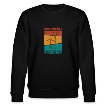 Windpark Windrad Windkraft - Weniger Sorgen - Stanley/Stella Unisex Bio-Sweatshirt CHANGER  - Schwarz - Vorne - Nik (191cm) & Marisol (170cm)