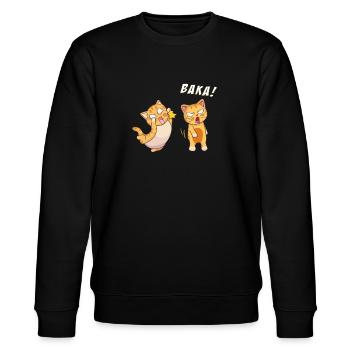 Funny Anime Baka Katzen Slap Baka Japan Ohrfeigen - Stanley/Stella Unisex Bio-Sweatshirt CHANGER  - Schwarz - Vorne - Nik (191cm) & Marisol (170cm)