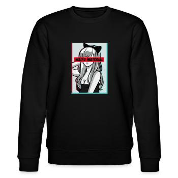 Waifu Material Lewd Anime Shirt Waifu - Stanley/Stella Unisex Bio-Sweatshirt CHANGER  - Schwarz - Vorne - Nik (191cm) & Marisol (170cm)