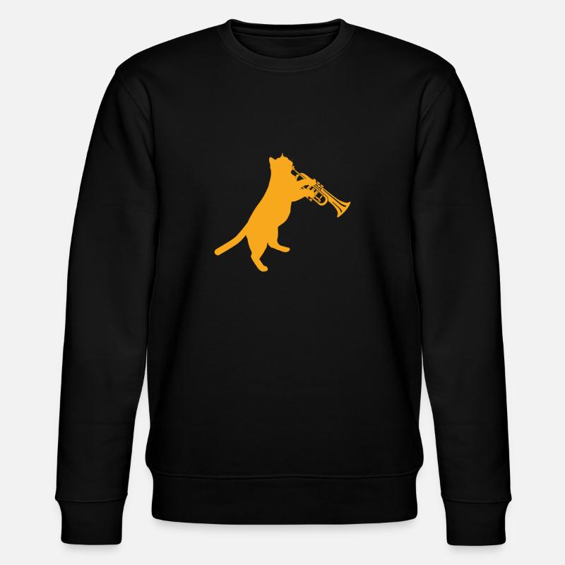 Trompete Musikinstrument Katze - Stanley/Stella Unisex Bio-Sweatshirt CHANGER - Schwarz
