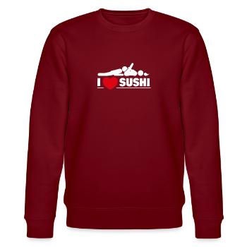 Ich liebe Sushi Sexy Versaut - Stanley/Stella Unisex Bio-Sweatshirt CHANGER  - Burgunderrot - Vorne - Nik (191cm) & Marisol (170cm)