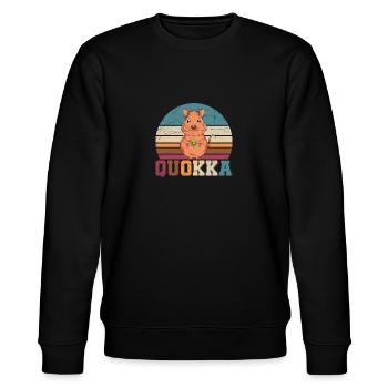 Quokka Australien Tierliebhaber - Stanley/Stella Unisex Bio-Sweatshirt CHANGER  - Schwarz - Vorne - Nik (191cm) & Marisol (170cm)