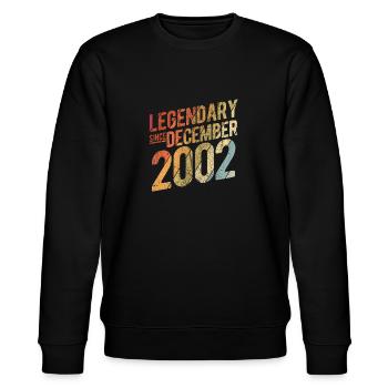 20th Birthday Gift Legendary Since December 2002 2 - Stanley/Stella Unisex Bio-Sweatshirt CHANGER  - Schwarz - Vorne - Nik (191cm) & Marisol (170cm)