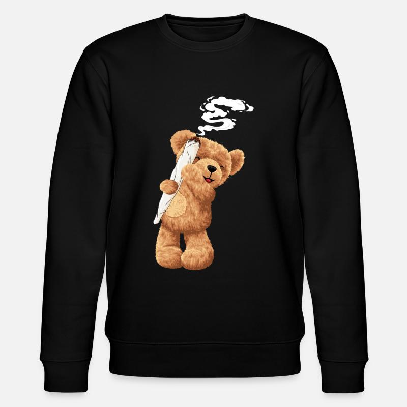 Bear Smoking Hemp Gift - Stanley/Stella CHANGER Unisex Organic Sweatshirt - black