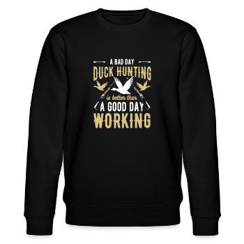 Entenjäger Entenjagd Jagdhunde Jagdausflug - Stanley/Stella Unisex Bio-Sweatshirt CHANGER  - Schwarz - Vorne - Nik (191cm) & Marisol (170cm)