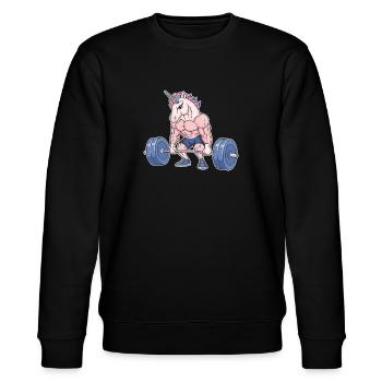 Sport Einhorn Gym Fitness Geschenkidee - Stanley/Stella Unisex Bio-Sweatshirt CHANGER  - Schwarz - Vorne - Nik (191cm) & Marisol (170cm)