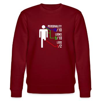 Beinamputation Geschenk Behinderung - Stanley/Stella Unisex Bio-Sweatshirt CHANGER  - Burgunderrot - Vorne - Nik (191cm) & Marisol (170cm)