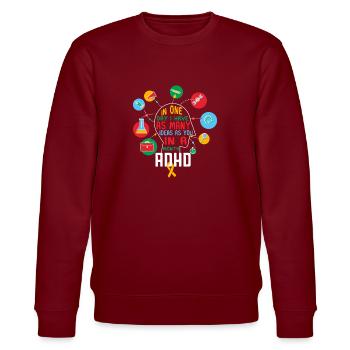 ADHD Geschenk ADHS Aufmerksamkeitsdefizit - Stanley/Stella Unisex Bio-Sweatshirt CHANGER  - Burgunderrot - Vorne - Nik (191cm) & Marisol (170cm)