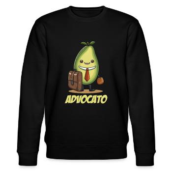 Funny avocado as lawyer with briefcase - Stanley/Stella CHANGER Unisex Organic Sweatshirt - black - Front - Nik (191cm) & Marisol (170cm)