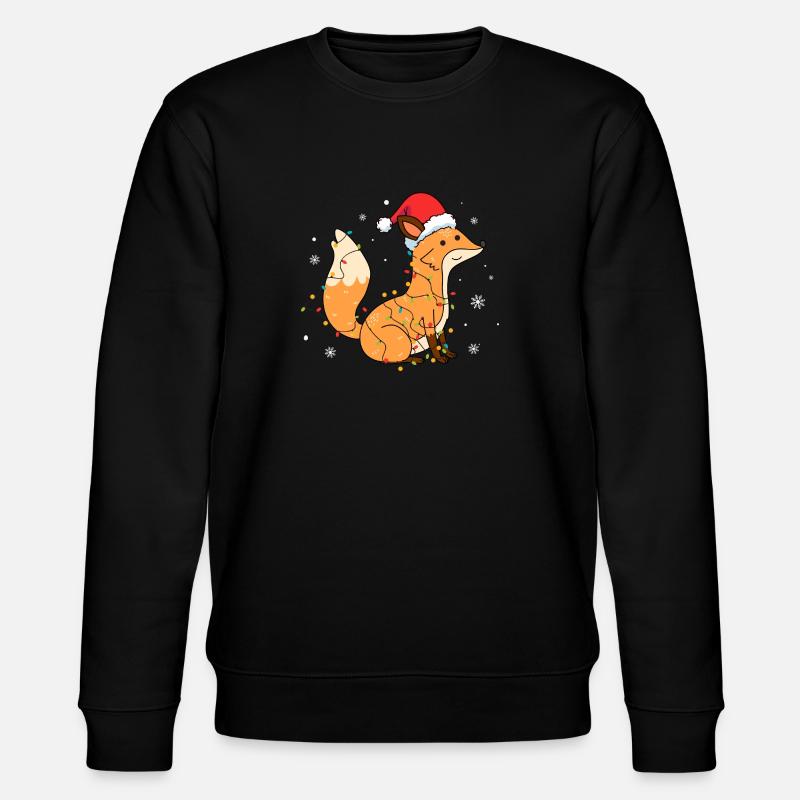 Fox with Santa hat - Stanley/Stella CHANGER Unisex Organic Sweatshirt - black